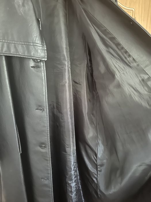 Дълго дамско кожено палто, размер L