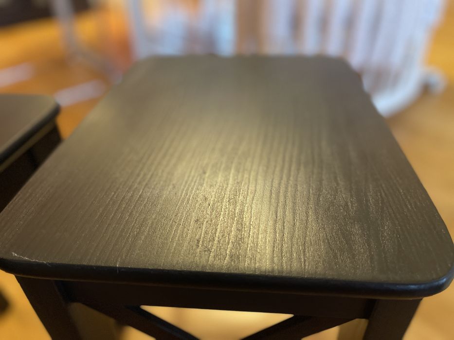 Taburet IKEA INGOLF lemn masiv negru-maro – 2 bucăți
