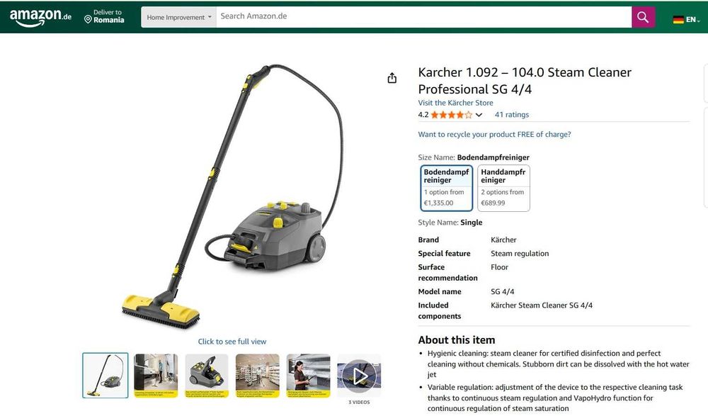 Aparat de curățat cu abur Karcher Professional SG 4/4 1.092 – 104.0