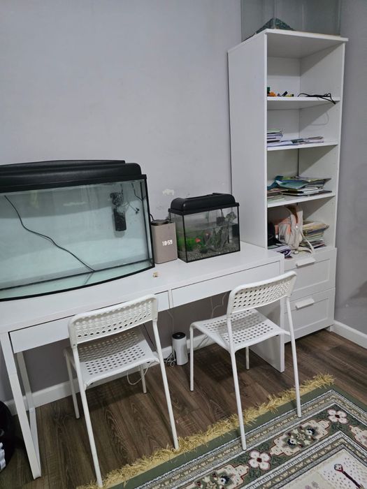 Книжный шкаф, стол и стулья