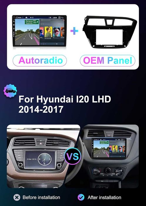 Мултимедия за Hyundai I20 Двоен дин Навигация дисплей Android i20 GPS