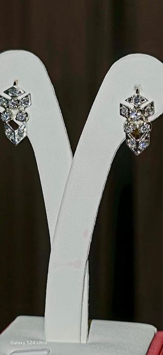 Золотые серьги СССР с Якутскими бриллиантами 583 проба