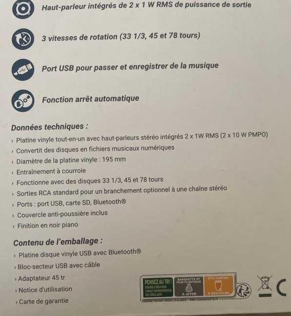Pick-up MAGINON, boxe incorporate, USB, Bluetooth & conversie MP3