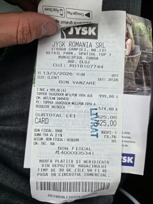 Topper saltea  wellpur 1600x200