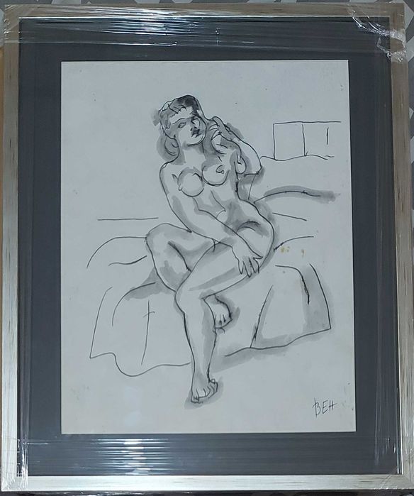 Стара рисунка подписана Стоян Венев,графика,карикатура,шарж,картина