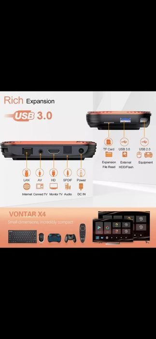 Нов 8K TV Box VONTAR-X4 Android 11.0 Amlogic S905X4 4/64GB UHD