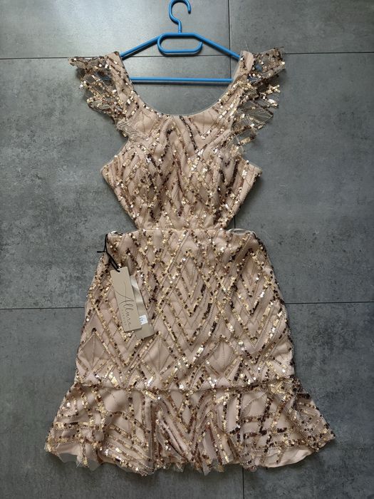 Allure рокля с пайети в цвят Nude S размер