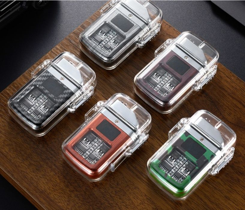 Елегантна прозрачна ветроустойчива запалка с LED светлинки