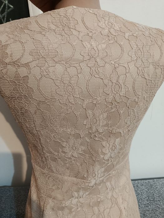 Rochie eleganta dantela crem office Eponge XS  34