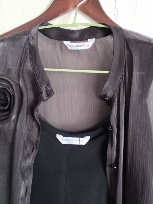 Нарядная чёрная блуза + топ.