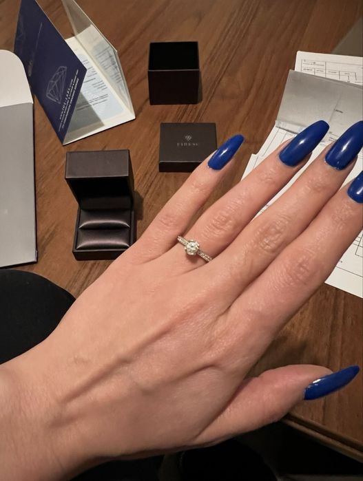 Inel de logodna cu diamante naturale - aur alb 18Kt -Atelier FIRESC