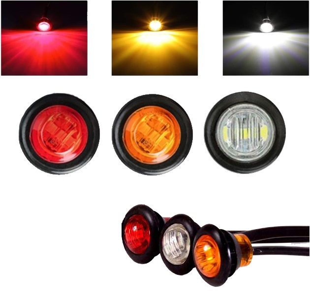 LED Светодиоден Габарит, Маркер, Токос, Червен, Бял, Оранжев, 12-24V