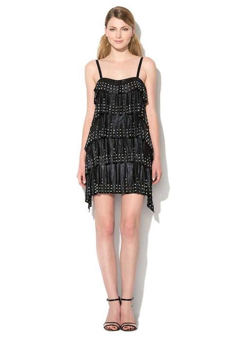 JUST CAVALLI – Къса рокля от ест. кожа и декоративни капси S/40 нова