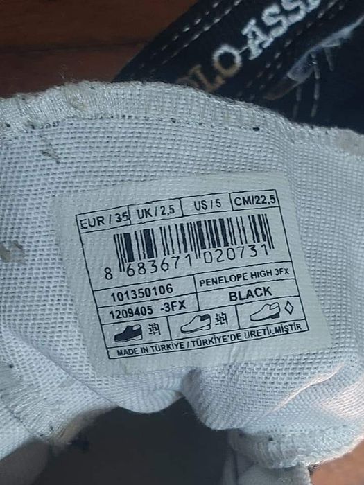 Tenisi high top, U.S. Polo Assn, panza, sireturi elastice, marimea 35,