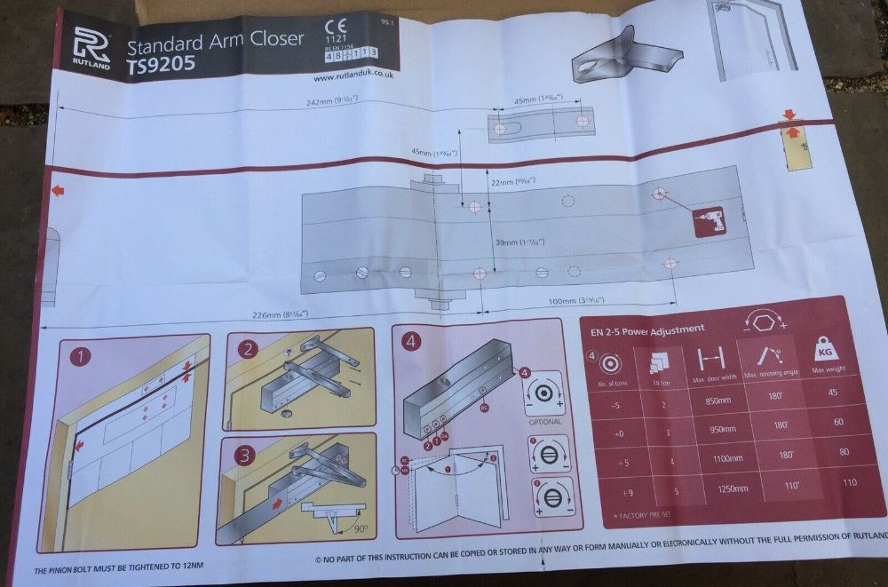 Нов автомат за тежка врата до 110 кг Rutland TS9205 Door Closеr