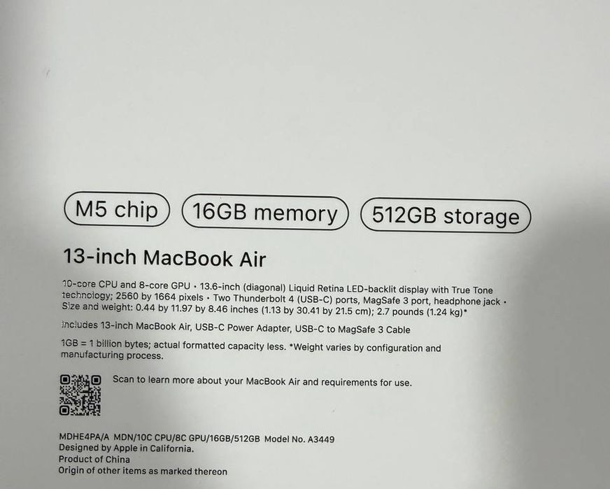 Macbook Air 13 M5 16/512 у Артура в магазе Б17 Hofmann на малике