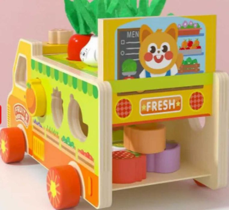 Дървен монтесори сортер,камионче