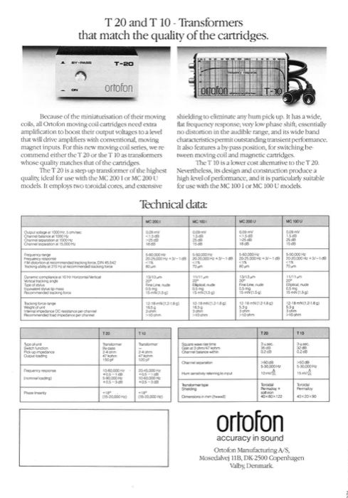 Ortofon T-20 Step Up Transformer