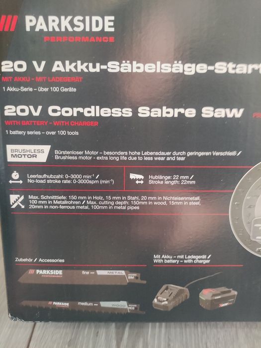 Fierastrau sabie Parkside Performance cu  acumulator de 20 V