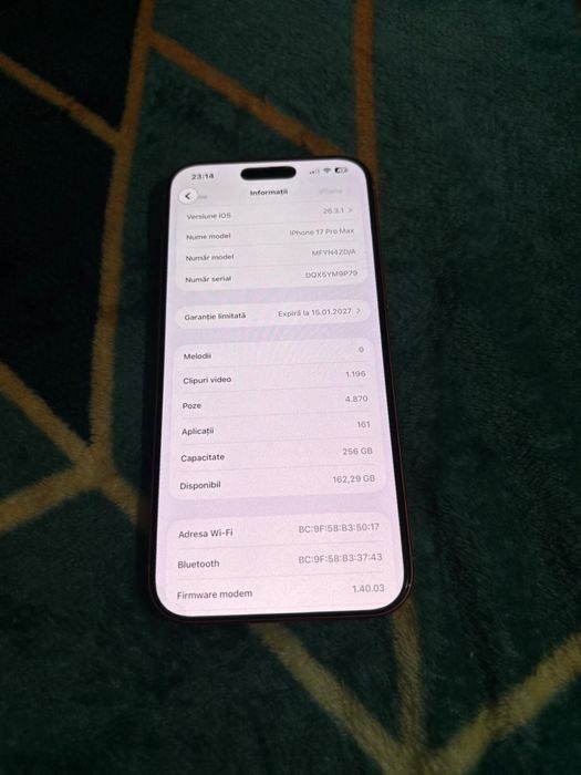 Iphone 17 pro max, 256 gb