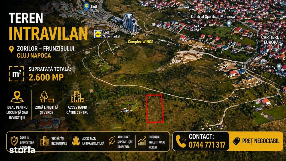 Zorilor - Frunzisului, Teren intravilan 2.600 mp