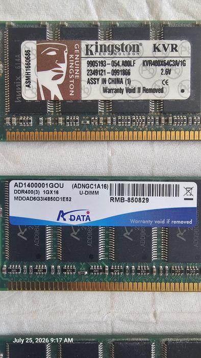 4бр. DDR1 RAM 400mhz 1G/512Mb