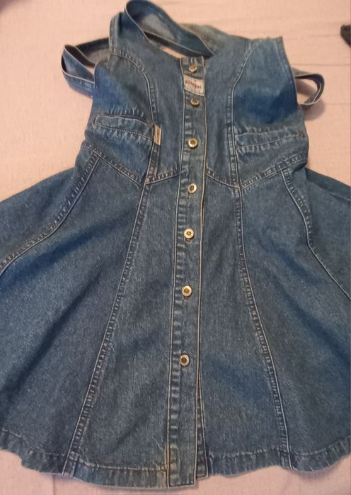 Vintage Benson Denim Pinafore Dress / Винтидж дънков сукман Benson (Размер XS/S)