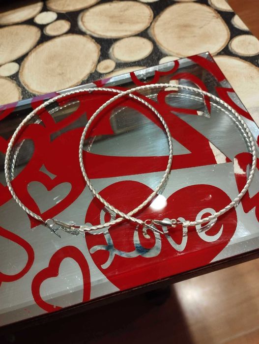 Дамски обеци, обици    големи халки   ф 10см, халки с камъни ф 6,5 см