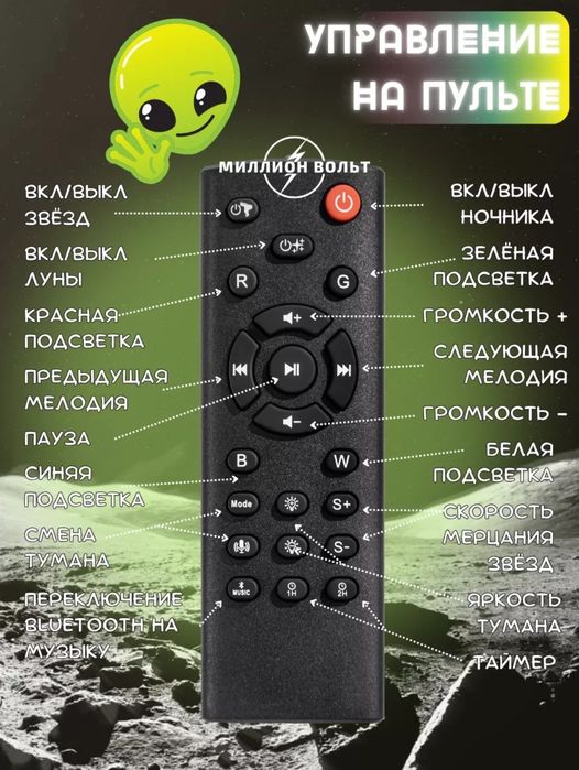 Проектор ночник светильник космонавт Bluetooth колонка