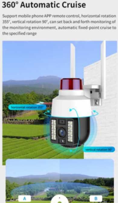 360° AutoTracking Камера WiFi Видеонаблюдение PIR Сензор Движение Водонепромокаема ULTRA FHD 8MP H.265X PTZ 5хZoom Следяща Камера PIR Цветна Нощем