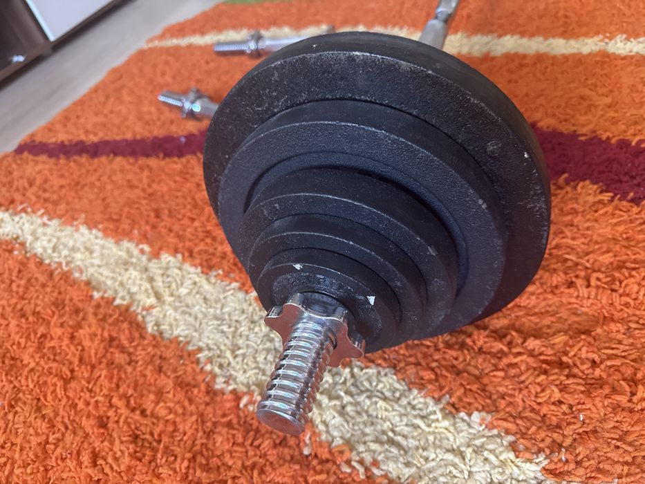 Haltera fitness + 2 gantere pentru discuri