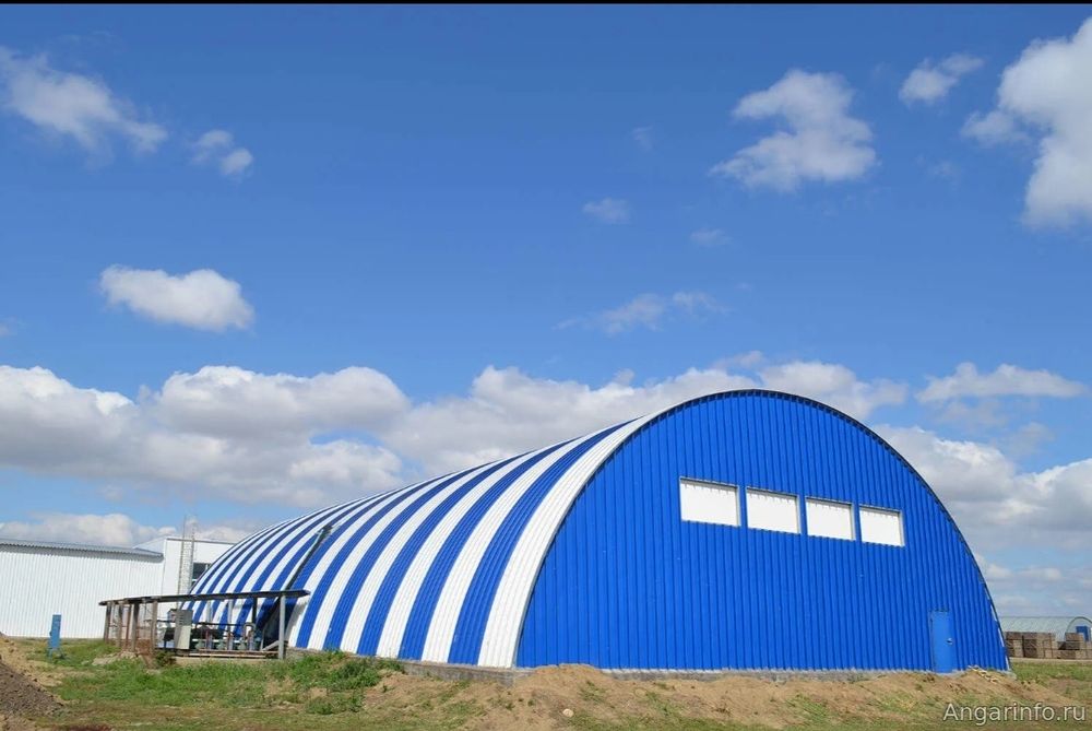 Ангар , строительство ангаров , безкаркасный ангар