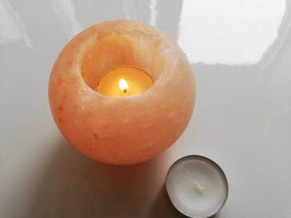Suport lumanare din sare naturala Himalaya, aromaterapie, decor, DIY