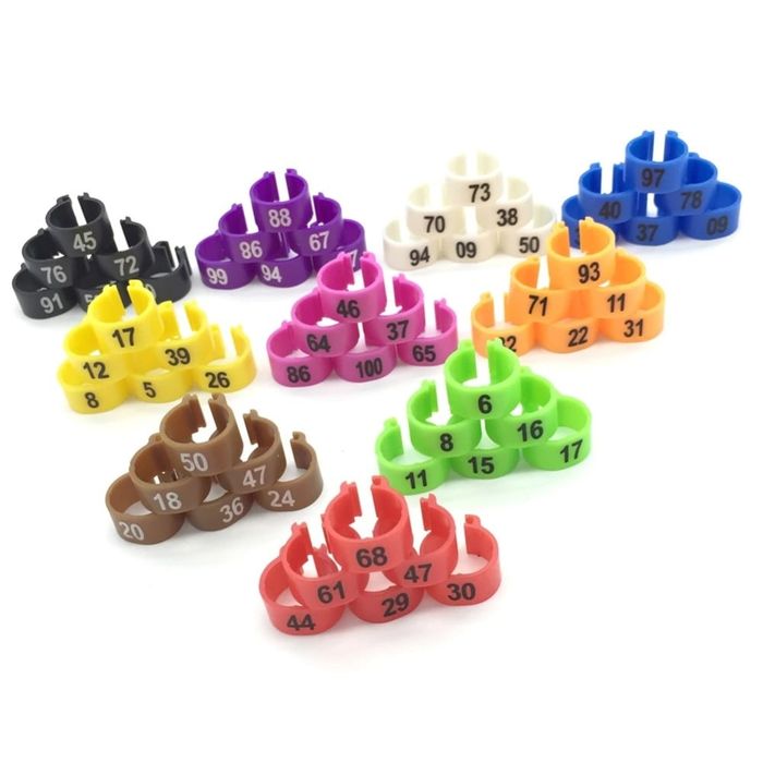 Cleme porumbei numerotate  10 mm 12 mm 14 mm set 100 buc