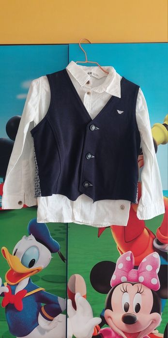 ARMANI оригинален нов елек с риза HM 104 см