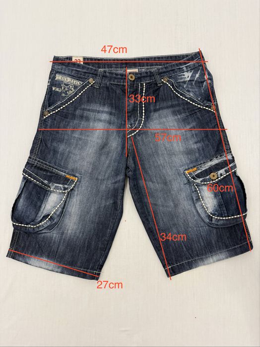 Pantaloni scurti TRUE RELIGION (33 M-L barbat) blugi jeans Made in USA Rainbow Bobby denim vintage Y2K