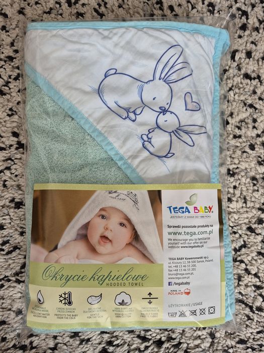 Нова детска хавлия с качулка Tega baby размер 90х90