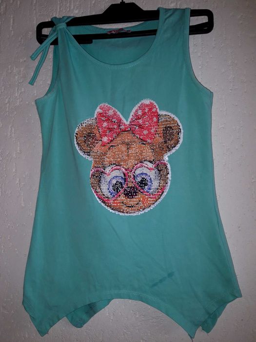 Viollen girl kids тюркоазен потник с двустранни пайети