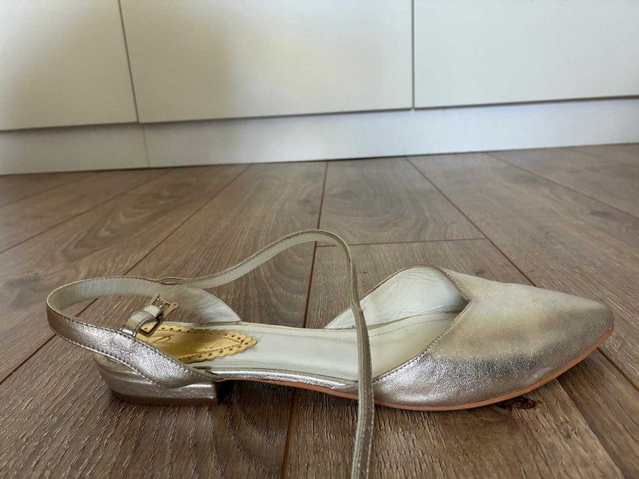 Pantofi-balerini piele narurala argintiu 39