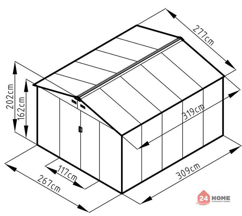 Градинска барака SUNNY Hudson, светло сива 319х277х202 см, ДхШхВ