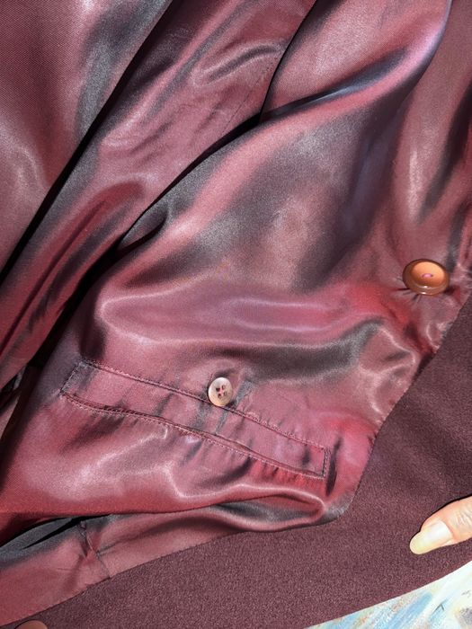 Палто бордо с пух от кашмир и вълна