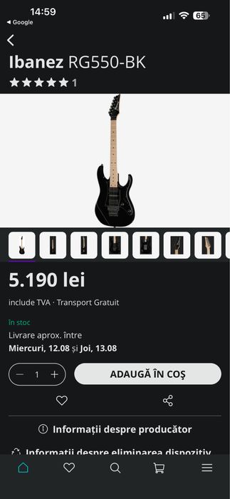 Chitara Ibanez RG550 BK japan (noua )