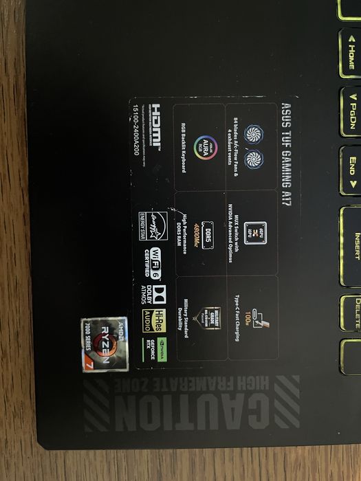 ASUS TUF GAMING 17” Ryzen 7445HS RTX 4050 (schimb cu PC)
