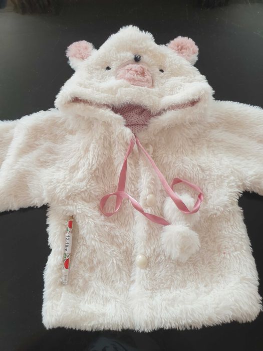 Бебешко яке 74см., шушляково 12м.,палто,розово с вата рр92