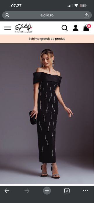 Rochie zoe neagra cu pietre aplicate marimea 42