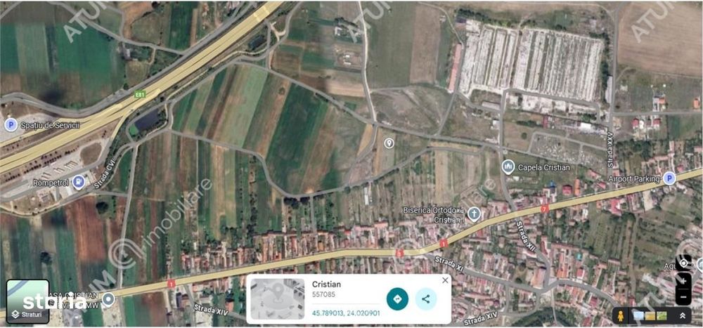 Teren intravilan de 8600 mp cu deschidere la doua drumuri in Cristian