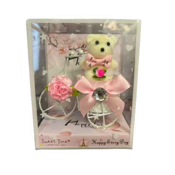 Martisor ursulet pe bicicleta happy life cu luminite