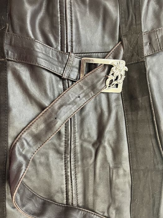 Винтажный кожаный плащ