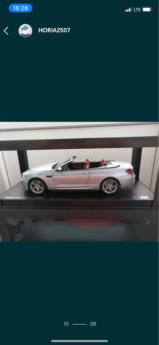 BMW M6 CONVERTIBLE SILVER macheta auto scara 1:18 PARAGON