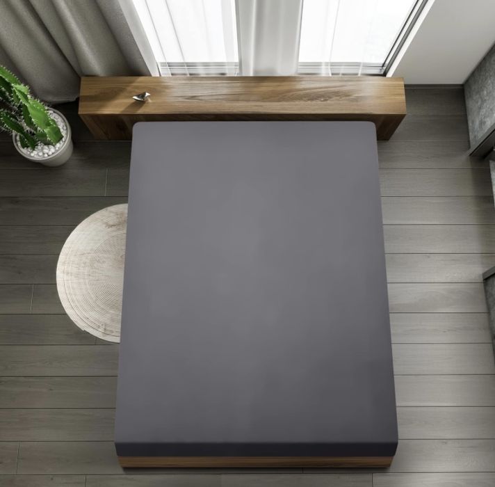 Сив Ластичен Чаршаф 180x200 см